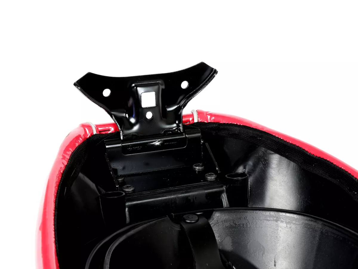 Selle -NISA sportif- Vespa GTS 125 (ZAPM313), Vespa GTS 250 (ZAPM451), GTS 125 i.e. Super (ZAPM453), Vespa GTS 300 i.e. Super (ZAPM452) - (-2014) - Noir (type alcantara) / rouge déjoué