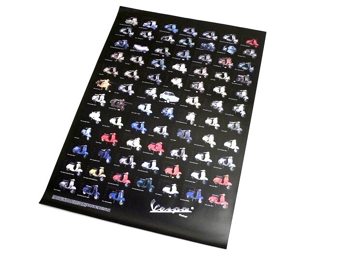 Poster -VESPA- various Vespa types - 970mm x 680mm