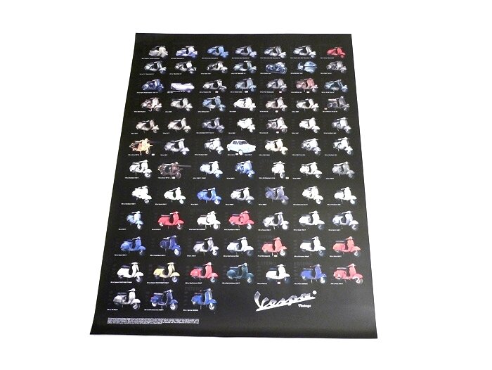 Poster -VESPA- various Vespa types - 970mm x 680mm