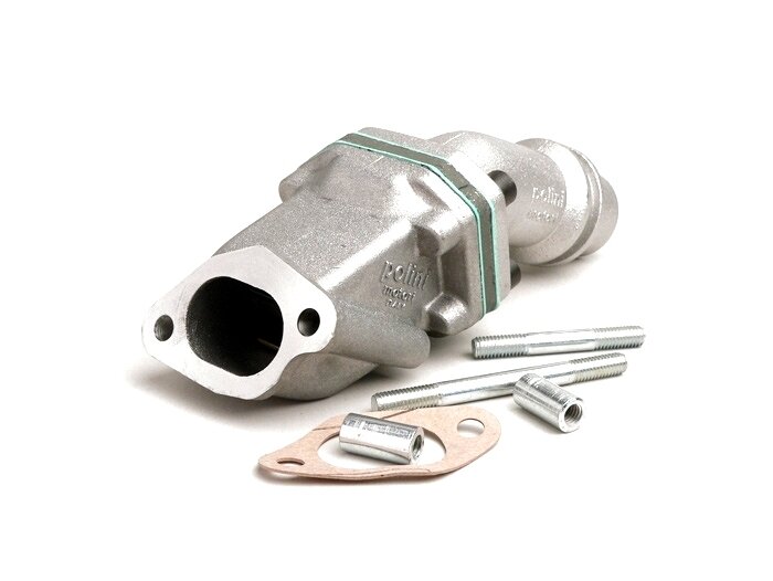Intake manifold - for reed valve -POLINI 2-stud reed valve- Vespa V50, PV125 - CS=28.5mm (Dell'Orto PHBL24, Polini CP24 )