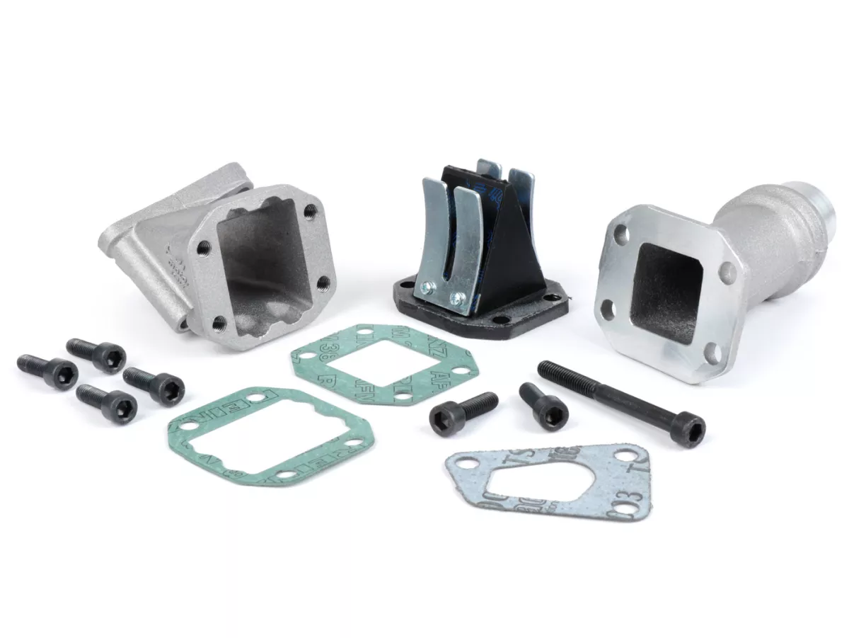 Intake manifold - for reed valve -POLINI 3-stud reed valve- Vespa PK XL - CS=28.5mm (Dell'Orto PHBL24, Polini CP24 )