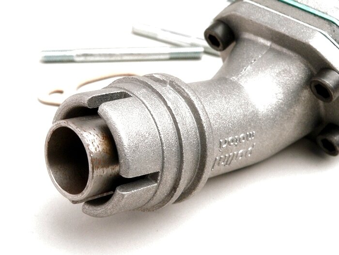 Intake manifold - for reed valve -POLINI 2-stud reed valve- Vespa V50 - Ø=16/16mm Dellorto SHB