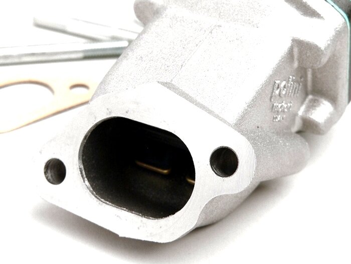 Intake manifold - for reed valve -POLINI 2-stud reed valve- Vespa V50 - Ø=16/16mm Dellorto SHB