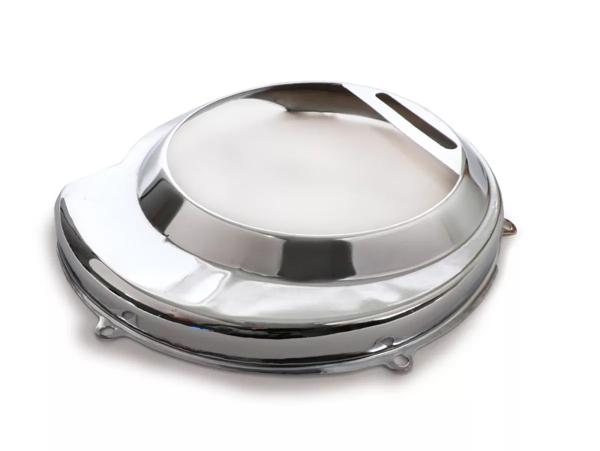 Flywheel cover -OEM QUALITY- Vespa Sprint150 (VLB1T), GT125 (VNL2T), GTR125 (VNL2T), VNA, VBA,VBB, GL, T4, Super (VNC/VBC) - chrome
