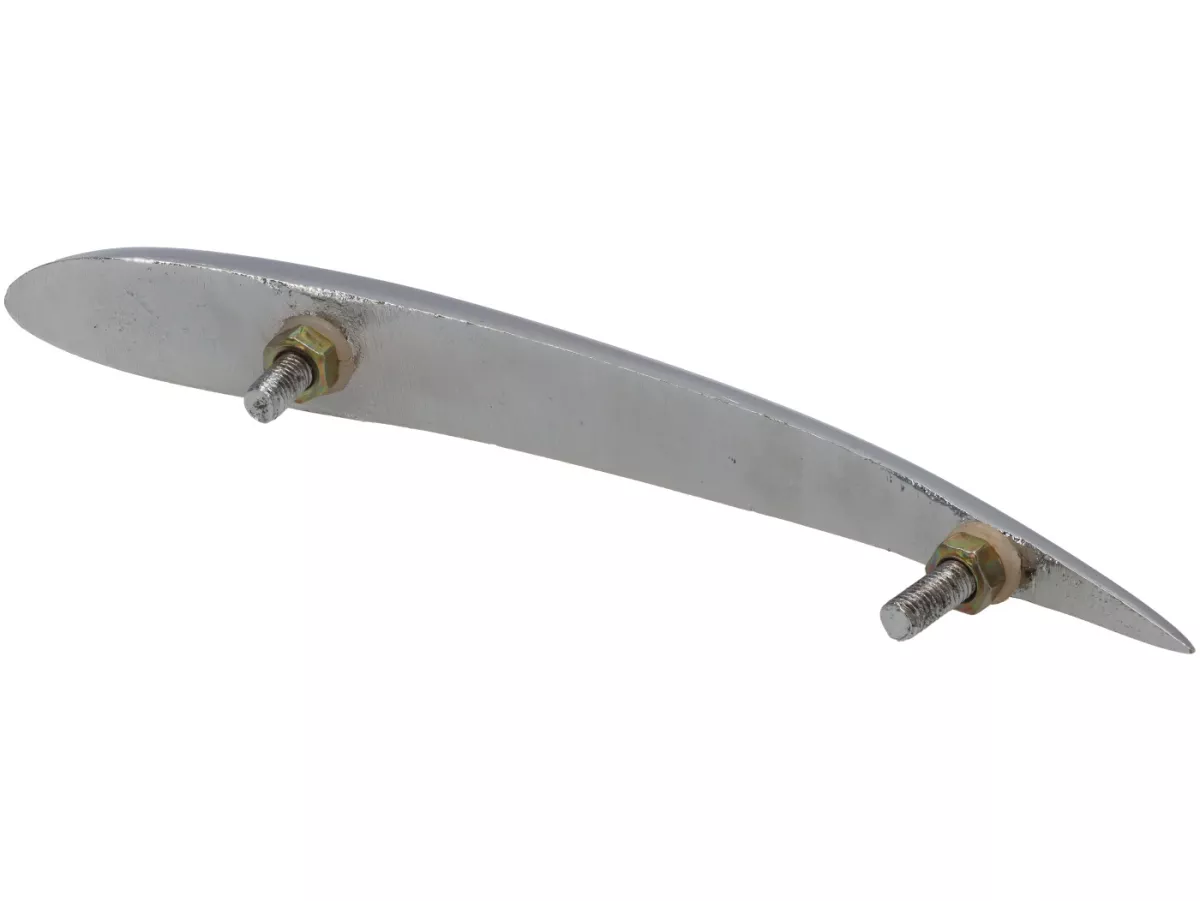 Crête de garde boue -QUALITÉ OEM- Vespa V50, SR50, 50 SS, V90, 90 SS, V 100, PV125, ET3, Super, VBA1T, VBB1T - longueur=160mm, écartement des trous=87mm - version avec noix
