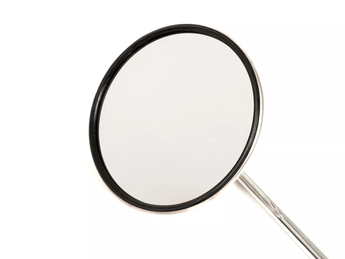 Spiegel -BUMM chroom, roestvrij staal, rond Ø=130mm- Vespa - rechts