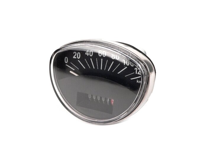 Speedometer -IMPOR- Vespa Rally180 (VSD1T), Rally200 (VSE1T), Sprint, PV125 - 120km/jam (dial hitam, angka putih)