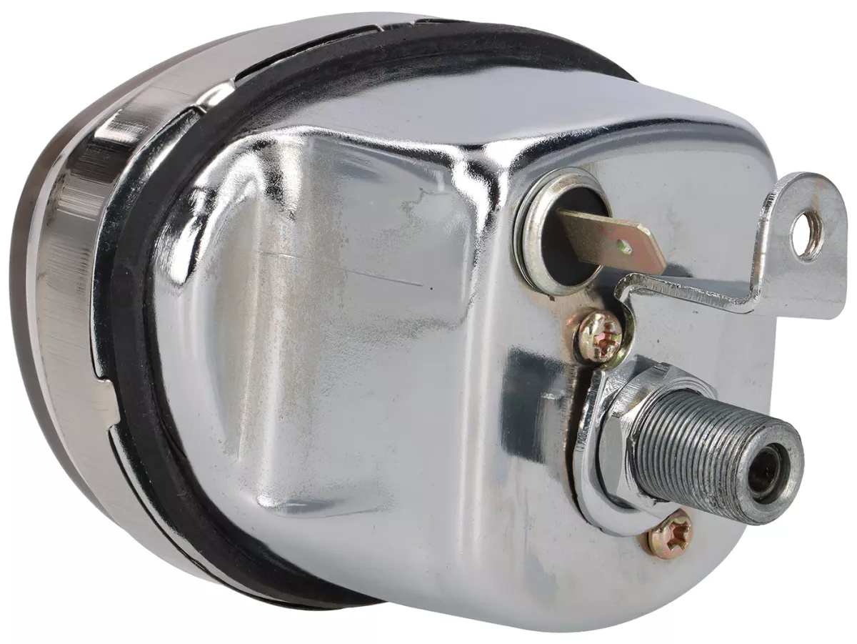 Snelheidsmeter -IMPORT- Vespa Rally180 (VSD1T), Rally200 (VSE1T), Sprint, PV125 - 120km/h (zwarte wijzerplaat, witte cijfers)