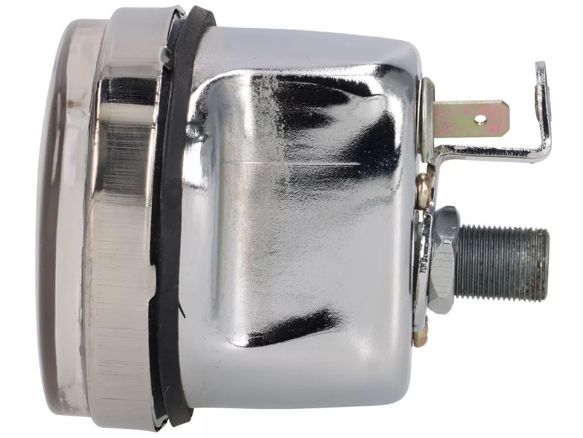 Snelheidsmeter -IMPORT- Vespa Rally180 (VSD1T), Rally200 (VSE1T), Sprint, PV125 - 120km/h (zwarte wijzerplaat, witte cijfers)