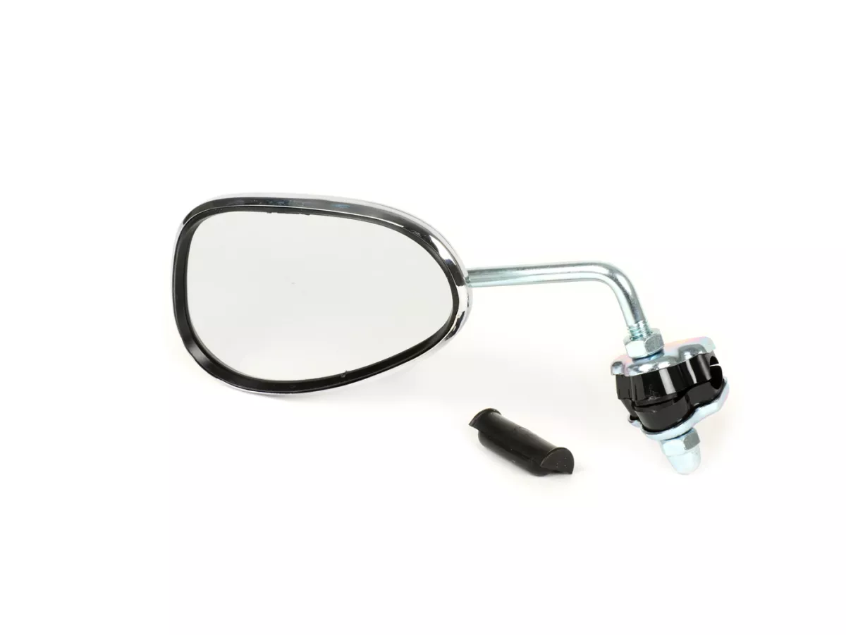 Spiegel -BUMM Chrom, Edelstahl, Beinschild Klemmspiegel- Vespa/Lambretta universal klein - rechts