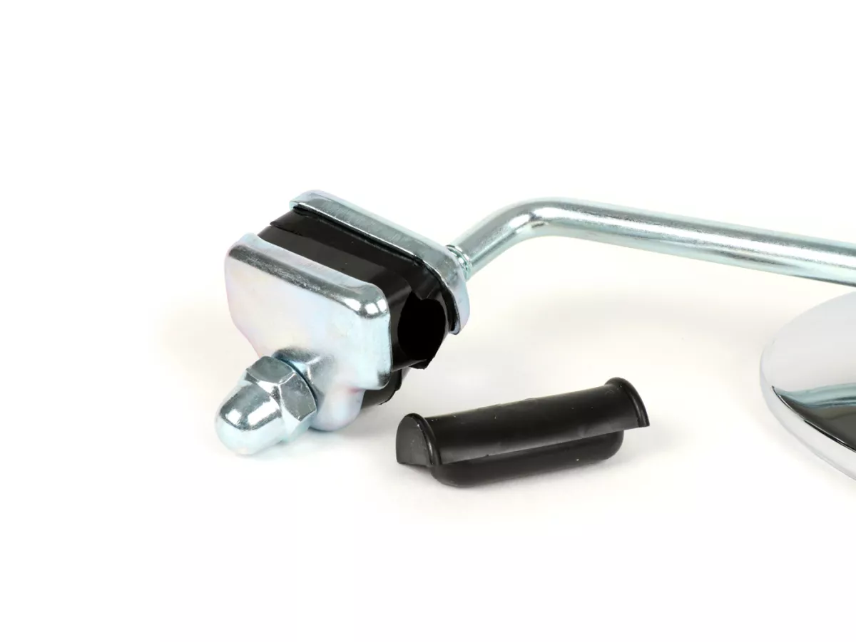 Spiegel -BUMM Chrom, Edelstahl, Beinschild Klemmspiegel- Vespa/Lambretta universal klein - rechts