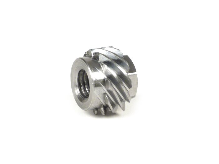 Tornillo sin fin del velocímetro sobre eje -BGM ORIGINAL- Vespa 11 dientes, Ø=21,8mm, metal (adecuado para tornillo sin fin del velocímetro 9 dientes) - (utilizado en Vespa V50, 50N, 50L, 50R (V5A1T, neumáticos de 9 pulgadas))
