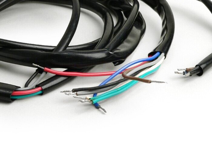 Wiring loom -GRABOR-Vespa V50 (V5A1T) - stator plate with 2 coils, external high tension coil, without brake light