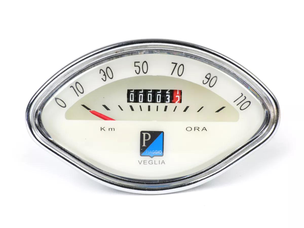 Speedo -IMPORT-shape- VBA, VBB, GL150 (VLA1T), GT125 (VNL2T), GTR125 (VNL2T), Sprint - rectangular logo 110km/h -