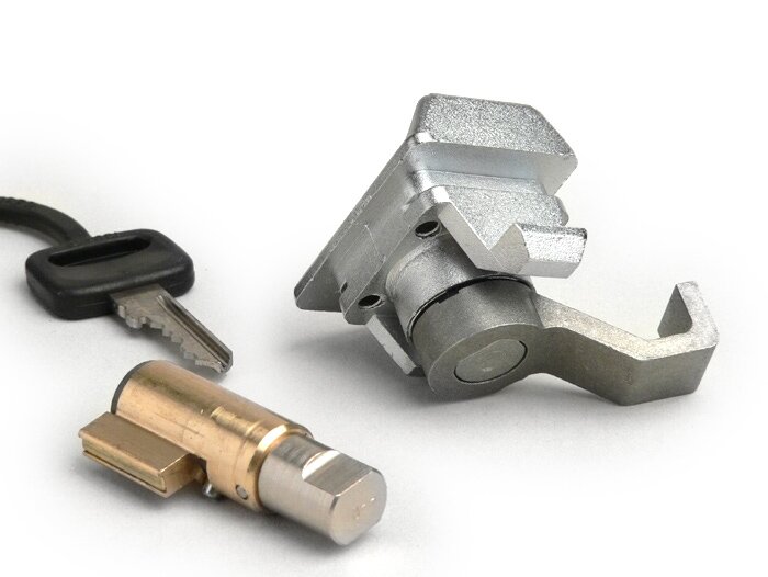 Lock set -PIAGGIO 38,5x4mm- Vespa PX (-1984), V50 Special (V5A2 till 3T), GT125 (VNL2T, since no. 62685), GTR125 (VNL2T), TS (VNL3T), PV125 (VMA2T, since no. 028960), ET3 (VMB1T), Super 150 (VBC1T) - 2-pieces