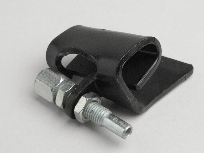 Bracket brake/clutch cable at engine -OEM QUALITY- Vespa PK50 (V5X1T), PK S 50-125 (V5X2T, V8X5T, VMX5T), PK XL 50-125 (V5X1T, V5X3T, V5X6T), PK50 XL2 (-V5X3T 185557), PK50 XL2 Elestart (-V5X3T 3009419), PK125 XL2 (-VMX6T 53526)