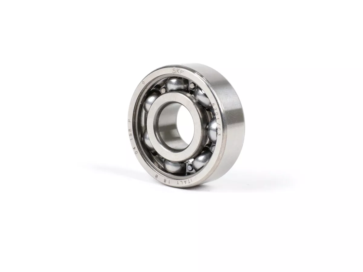 Cuscinetto a sfere -6201 C3- (12x32x10mm) - utilizzato per asse ruota anteriore/braccio oscillante Vespa V50, 50N, PV125, ET3, VNA, VNB, VBA, VBB, Super, GL, T4, Sprint, GT, GTR, Rally, TS, albero ingresso cambio Piaggio 50 ccm 2 tempi (-1998), albero a c
