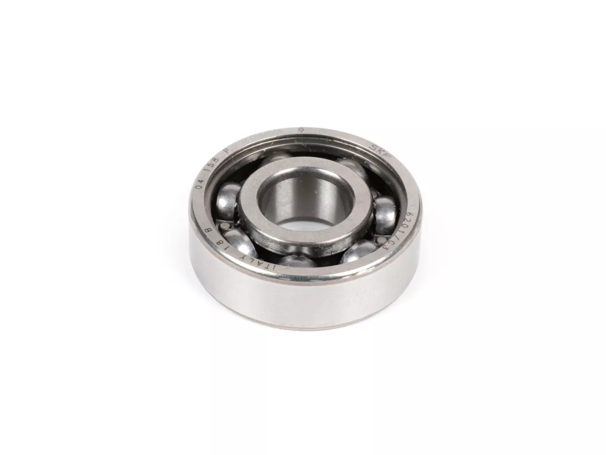 Cuscinetto a sfere -6201 C3- (12x32x10mm) - utilizzato per asse ruota anteriore/braccio oscillante Vespa V50, 50N, PV125, ET3, VNA, VNB, VBA, VBB, Super, GL, T4, Sprint, GT, GTR, Rally, TS, albero ingresso cambio Piaggio 50 ccm 2 tempi (-1998), albero a c