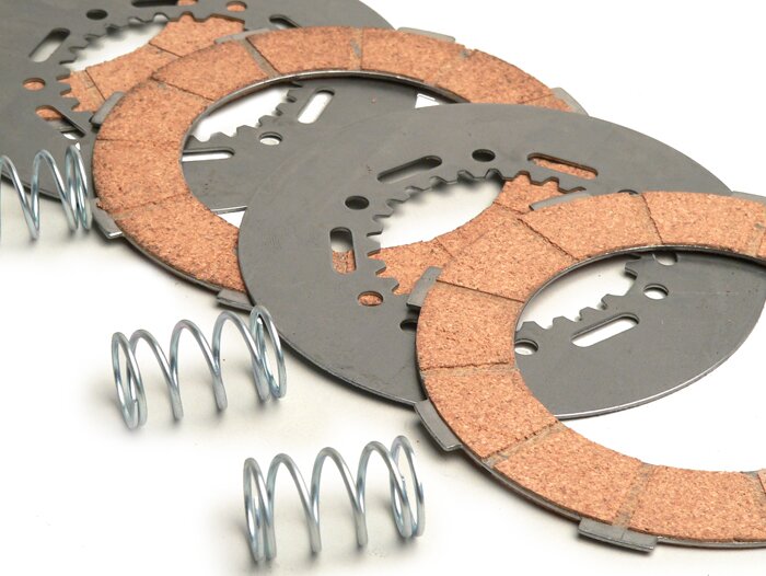 Clutch friction plate set -VESPA type 7 springs- 4 friction plates (incl. springs and steel plates)