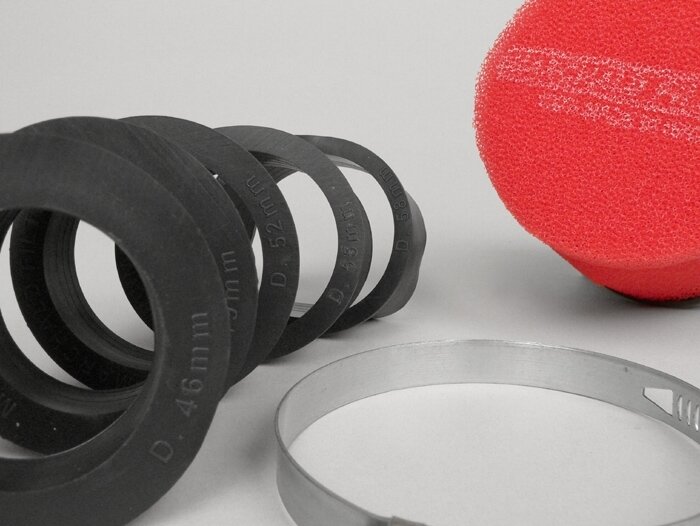 Air filter -MARCHALD Power Double Layer- Ø=100mm x 95mm, CS Ø=46-49-52-55-58-62mm - red