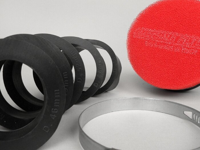 Air filter -MARCHALD Power Double Layer- Ø=100mm x 65mm, CS Ø=46-49-52-55-58-62mm - red