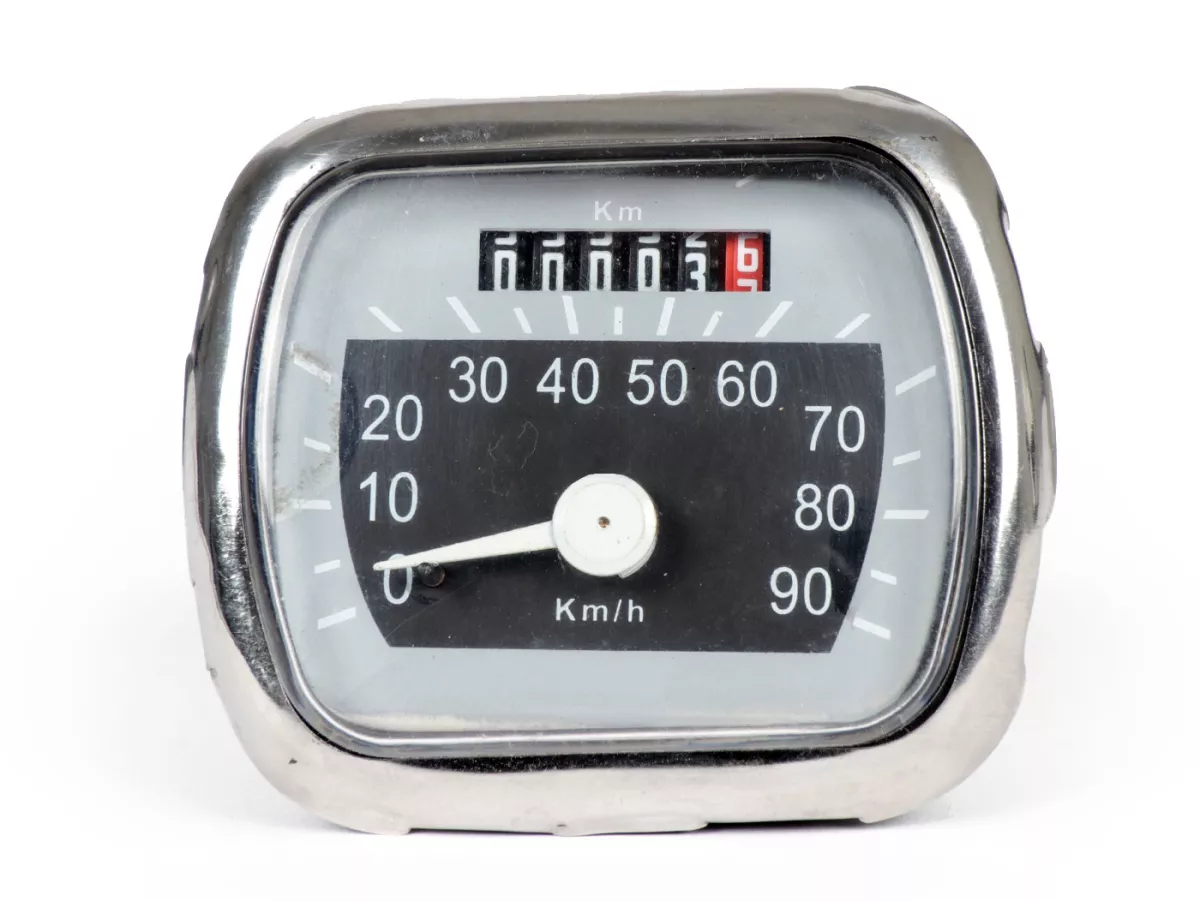 Snelheidsmeter -IMPORT- Vespa VL1-VL3, ACMA, Faro Basso, Struzzo - (90km/h) Grijs