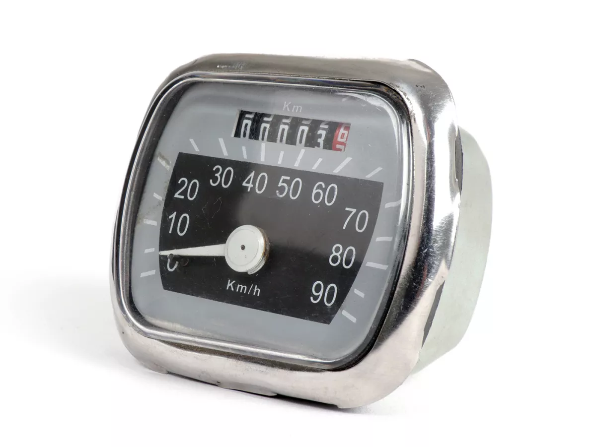 Snelheidsmeter -IMPORT- Vespa VL1-VL3, ACMA, Faro Basso, Struzzo - (90km/h) Grijs