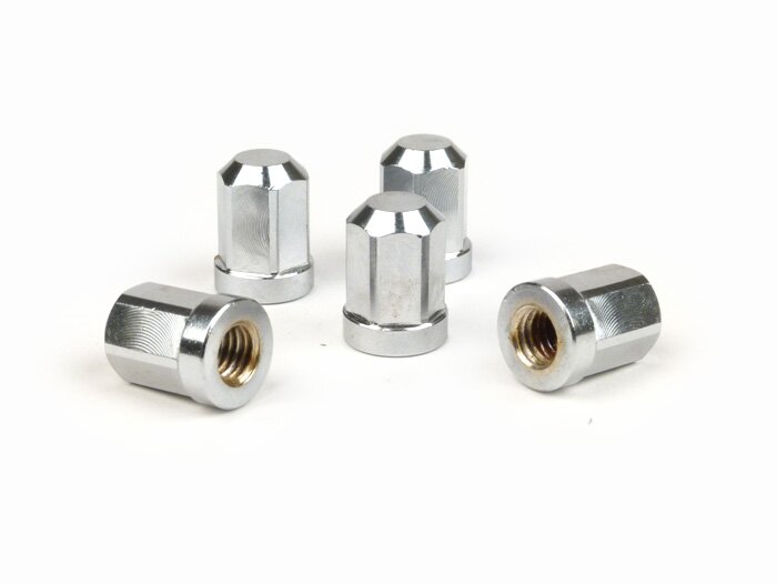 Juego de tuercas de sombrerete para llanta tubeless -M8 con collar 14mm- tipo FA Italia - SW=12mm, cromado