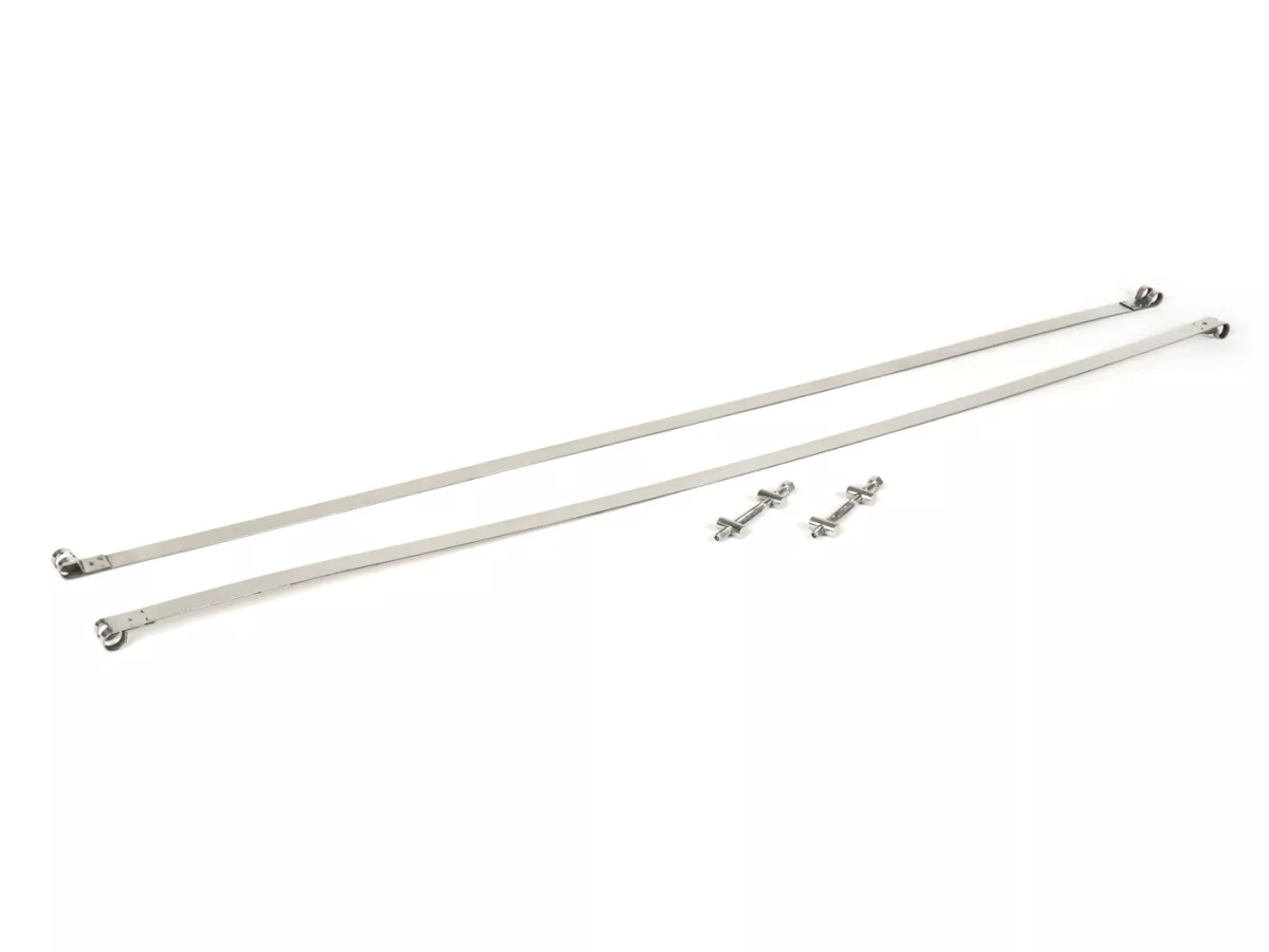 XXL Fuel tank strap set -LAMBRETTA- LI, LIS, SX, TV (Serie 2-3), DL, GP - stainless steel
