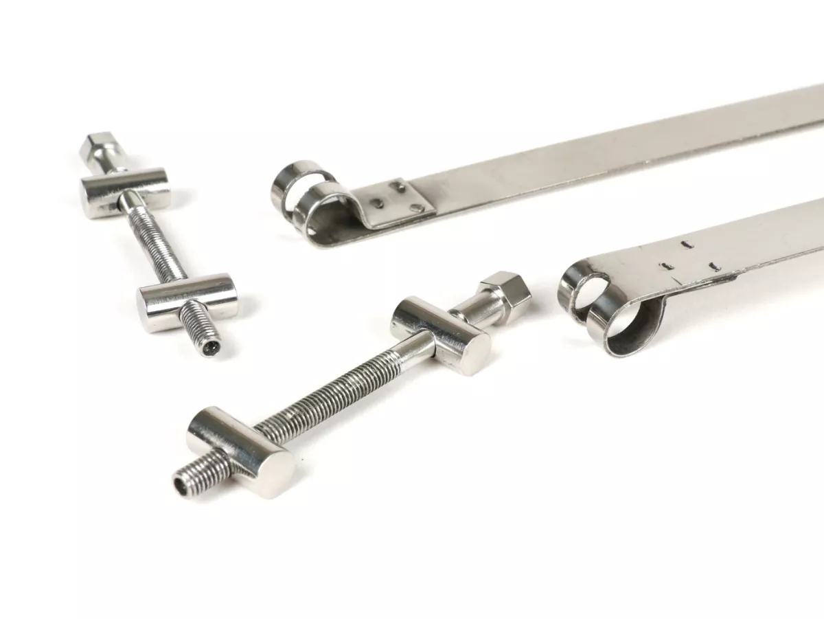 XXL Fuel tank strap set -LAMBRETTA- LI, LIS, SX, TV (Serie 2-3), DL, GP - stainless steel