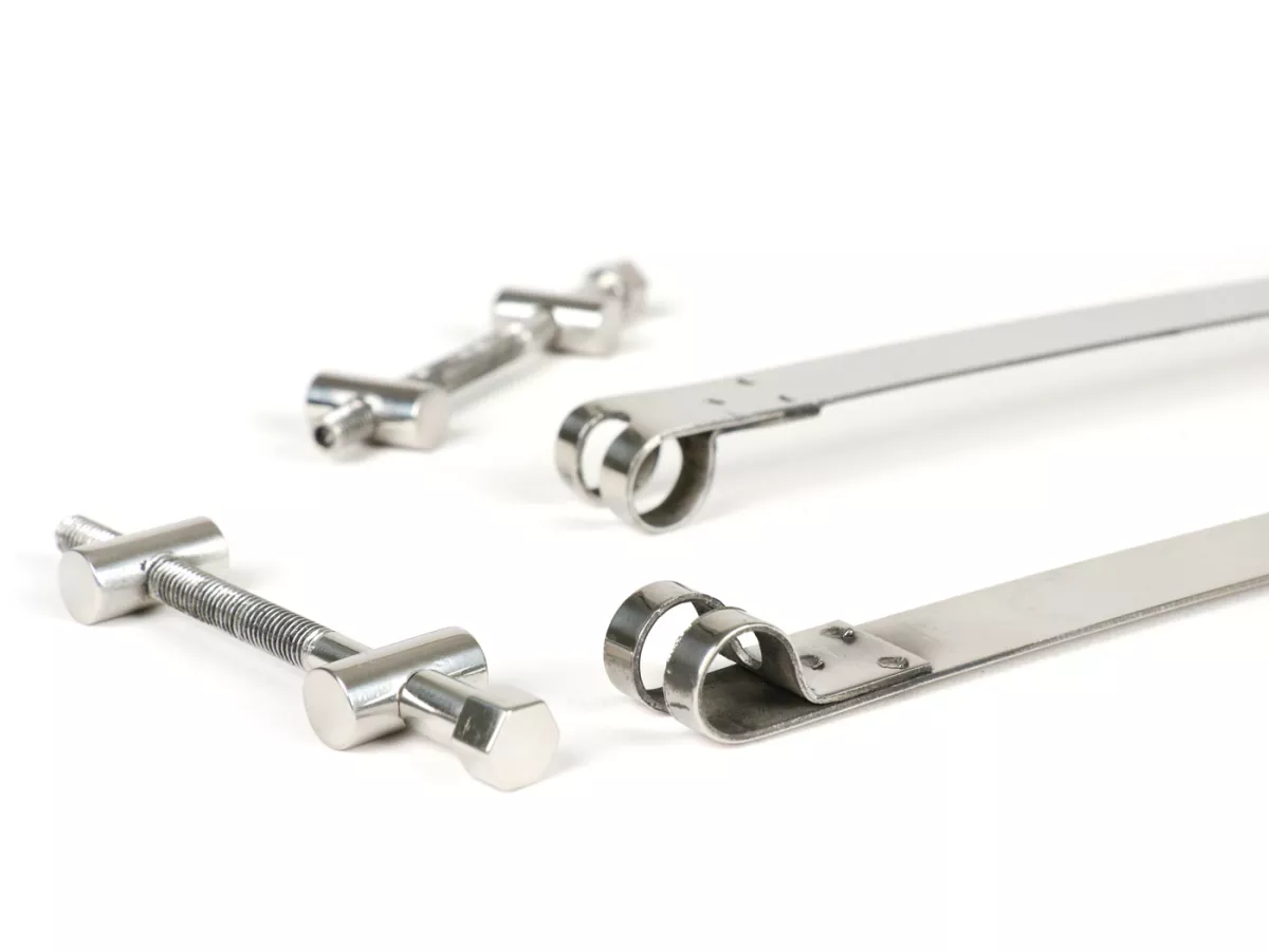 XXL Fuel tank strap set -LAMBRETTA- LI, LIS, SX, TV (Serie 2-3), DL, GP - stainless steel