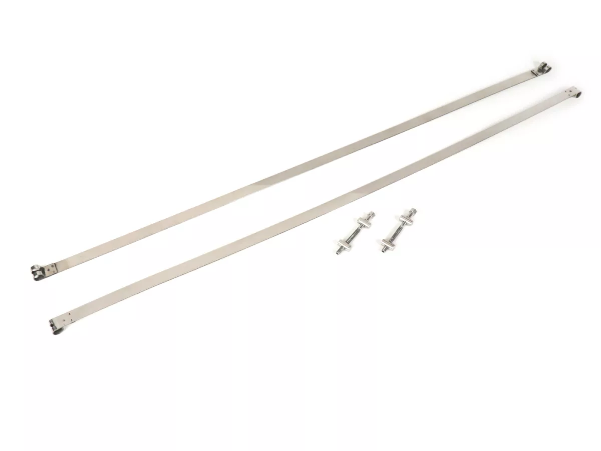 XXL Fuel tank strap set -LAMBRETTA- LI, LIS, SX, TV (Serie 2-3), DL, GP - stainless steel