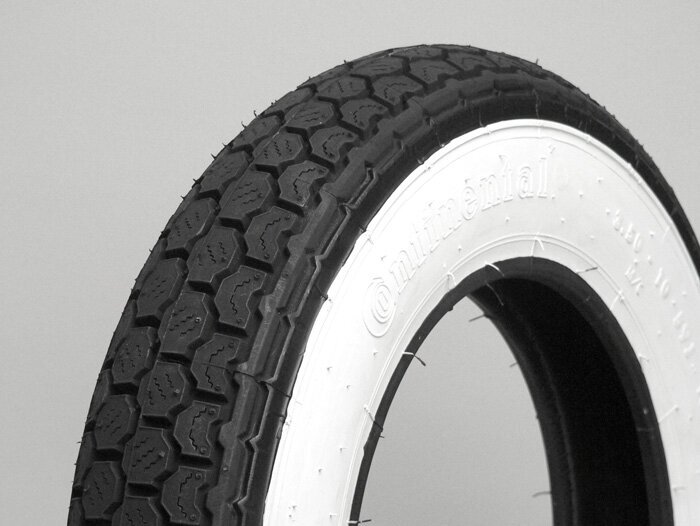 Kit complet pneu -VESPA CONTINENTAL flanc blanc K62- 3.50 - 10 pouces TT 59J (renforcé) - jante 2.10-10 gris