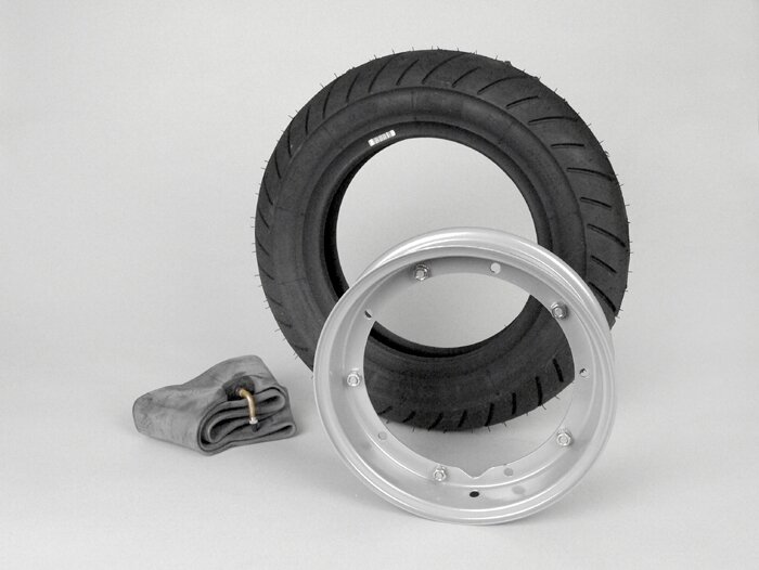 Ban lengkap -VESPA MICHELIN S1- 3.50 - 10 inci TL/TT 51J - Pelek 2.10-10 Abu-abu