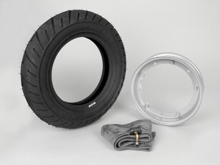 Ban lengkap -VESPA MICHELIN S1- 3.50 - 10 inci TL/TT 51J - Pelek 2.10-10 Abu-abu