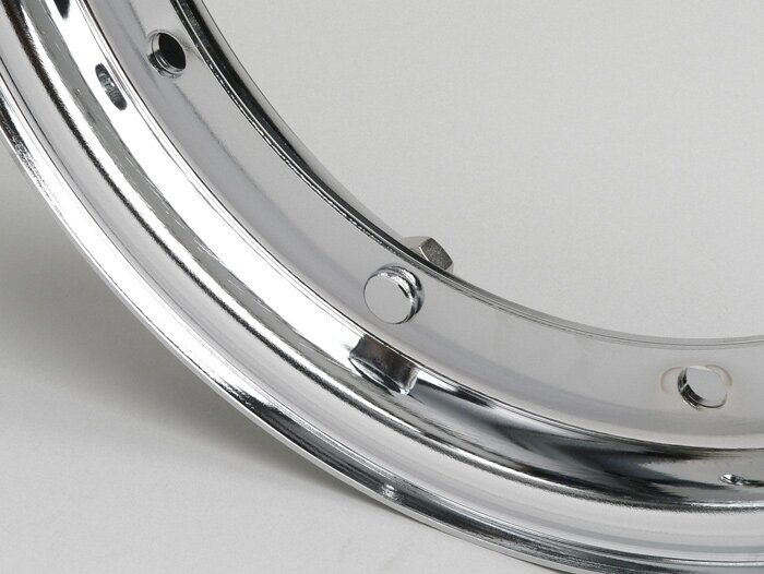 Komplett däcksats -VESPA MICHELIN S83- 3.50 - 10 tum TL 59J (förstärkt) - fälg 2.10-10 krom