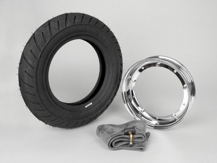 Ban lengkap -VESPA MICHELIN S1- 3.50 - 10 inci TL/TT 51J - pelek 2.10-10 chrome