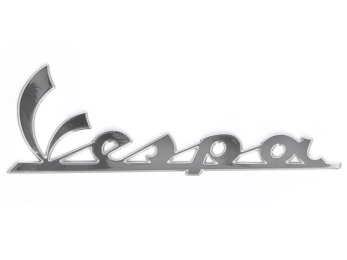 Bokstäver på sidokåpan -PIAGGIO- Vespa - Vespa PX, GT125, GT200, Vespa GTL125, GTL200, Vespa GTS125, GTS250, GTS300, Vespa GTV 125-300, Vespa LX50, LX125, LX150, Vespa LXV50, LXV125-150, Vespa S50, S125, S150 - Silver, självhäftande (150x50mm)