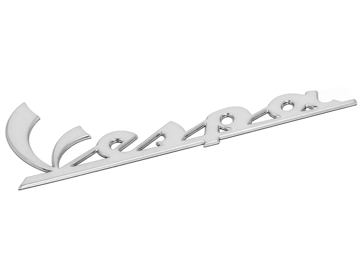 Bokstäver på sidokåpan -PIAGGIO- Vespa - Vespa PX, GT125, GT200, Vespa GTL125, GTL200, Vespa GTS125, GTS250, GTS300, Vespa GTV 125-300, Vespa LX50, LX125, LX150, Vespa LXV50, LXV125-150, Vespa S50, S125, S150 - Silver, självhäftande (150x50mm)