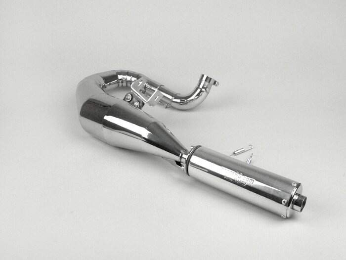Uitlaat -PERFORMANCE LH reservewiel versie- Vespa PX80, PX125, PX150 - 166cc, 177cc - roestvrij staal