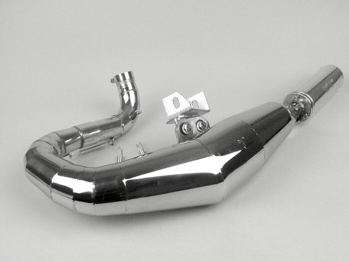 Uitlaat -PERFORMANCE LH reservewiel versie- Vespa PX80, PX125, PX150 - 166cc, 177cc - roestvrij staal