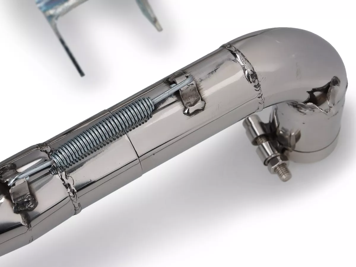 Pot d’échappement -SCOOTRS LH compatible avec roue de secours monté- Vespa PX80, PX125, PX150 - 166cc, 177cc - inox