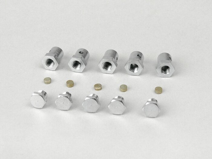 Klemnippelset (schroefnippelset) -PIAGGIO Vespa Ø=6.8x8mm- alle modellen (gebruikt voor koppeling/schakelkabel) - 5 stuks