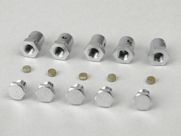 Klemnippelset (schroefnippelset) -PIAGGIO Vespa Ø=6.8x8mm- alle modellen (gebruikt voor koppeling/schakelkabel) - 5 stuks