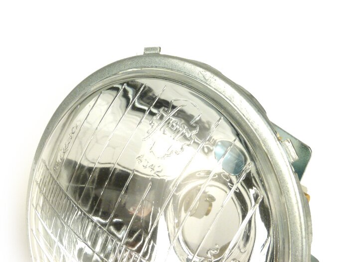 Strålkastare -SIEM Ø=105/115mm (glas/utsida)- Vespa Smallframe V50 (litet runt styre)- 50N (V5A1T 122877-), 50L (V5A1T), 50R (V5A1T) - P26s 15W glödlampa, glas