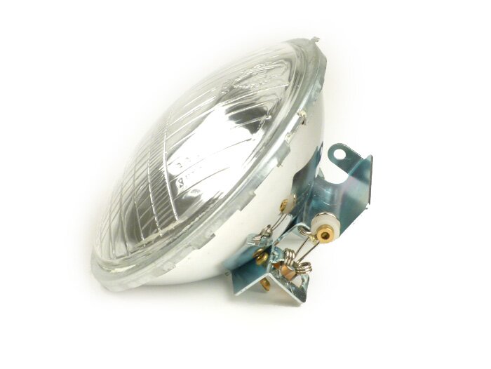 Strålkastare -SIEM Ø=105/115mm (glas/utsida)- Vespa Smallframe V50 (litet runt styre)- 50N (V5A1T 122877-), 50L (V5A1T), 50R (V5A1T) - P26s 15W glödlampa, glas