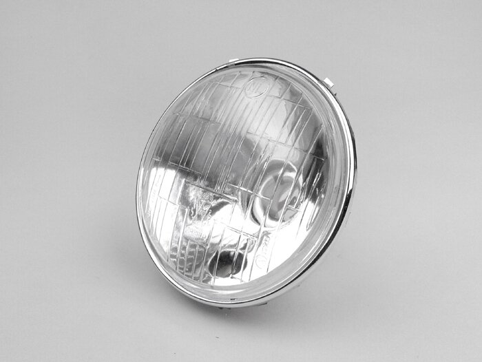 Optique de phare -SIEM Ø=115/120mm- Vespa SS50 (V5SS1T), 50SR (V5SS2T), SS90 (V9SS1T), 90 Racer (V9SS2T), PV125 (VMA1T, VMA2T), ET3 VMB1T), Super (VNC1T/VBC1T), SR - verre