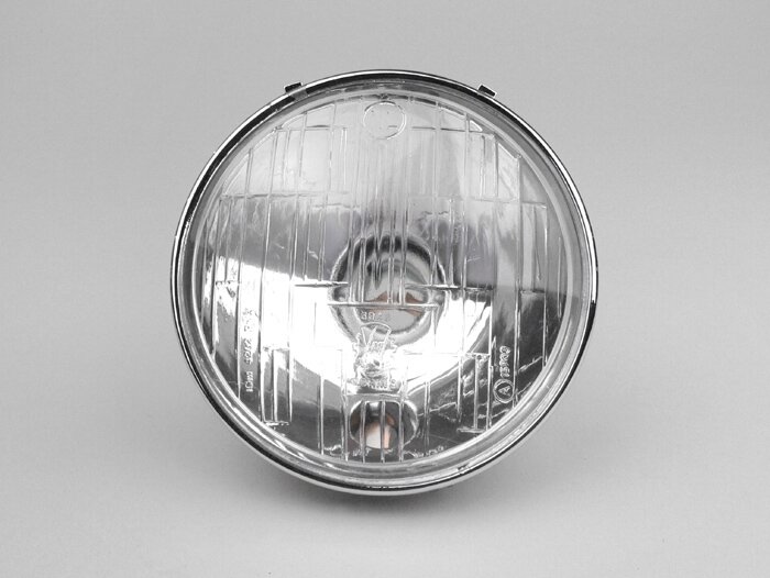 Optique de phare -SIEM Ø=115/120mm- Vespa SS50 (V5SS1T), 50SR (V5SS2T), SS90 (V9SS1T), 90 Racer (V9SS2T), PV125 (VMA1T, VMA2T), ET3 VMB1T), Super (VNC1T/VBC1T), SR - verre