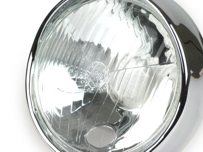 Faro delantero -SIEM Ø=115/120mm (cristal/exterior)- Vespa VNB3T a VNB6T, VBA1T, VBB1T a VBB2T, GS150 / GS3 (VS4T a VS5T), GS160 / GS4 (VSB1T) - cristal, incl. anillo embellecedor (sin tapón de faro)