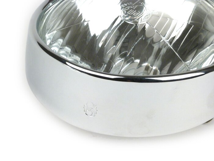 Faro delantero -SIEM Ø=115/120mm (cristal/exterior)- Vespa VNB3T a VNB6T, VBA1T, VBB1T a VBB2T, GS150 / GS3 (VS4T a VS5T), GS160 / GS4 (VSB1T) - cristal, incl. anillo embellecedor (sin tapón de faro)